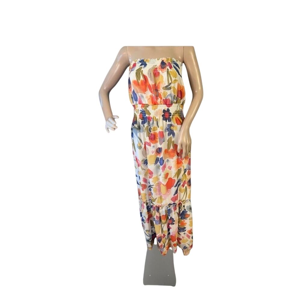 strapless womens Dress feminine Cottagecore floral sz 18 boho hippie retro sexy